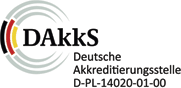 Logo der Deutschen Akkreditierungsstelle DAKKS D-PL-14020-01-00